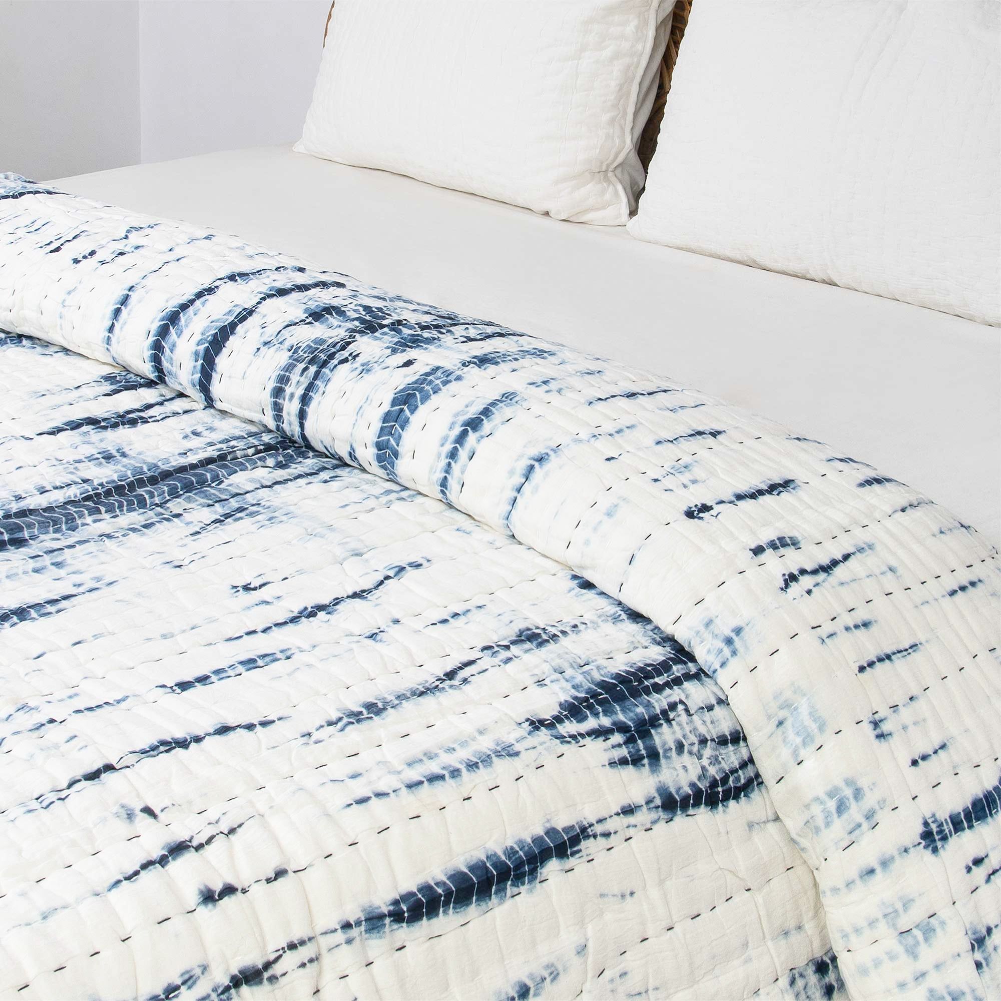 Tie Dye Organic Cotton Kantha Quilt - Heavy Winter Blankets